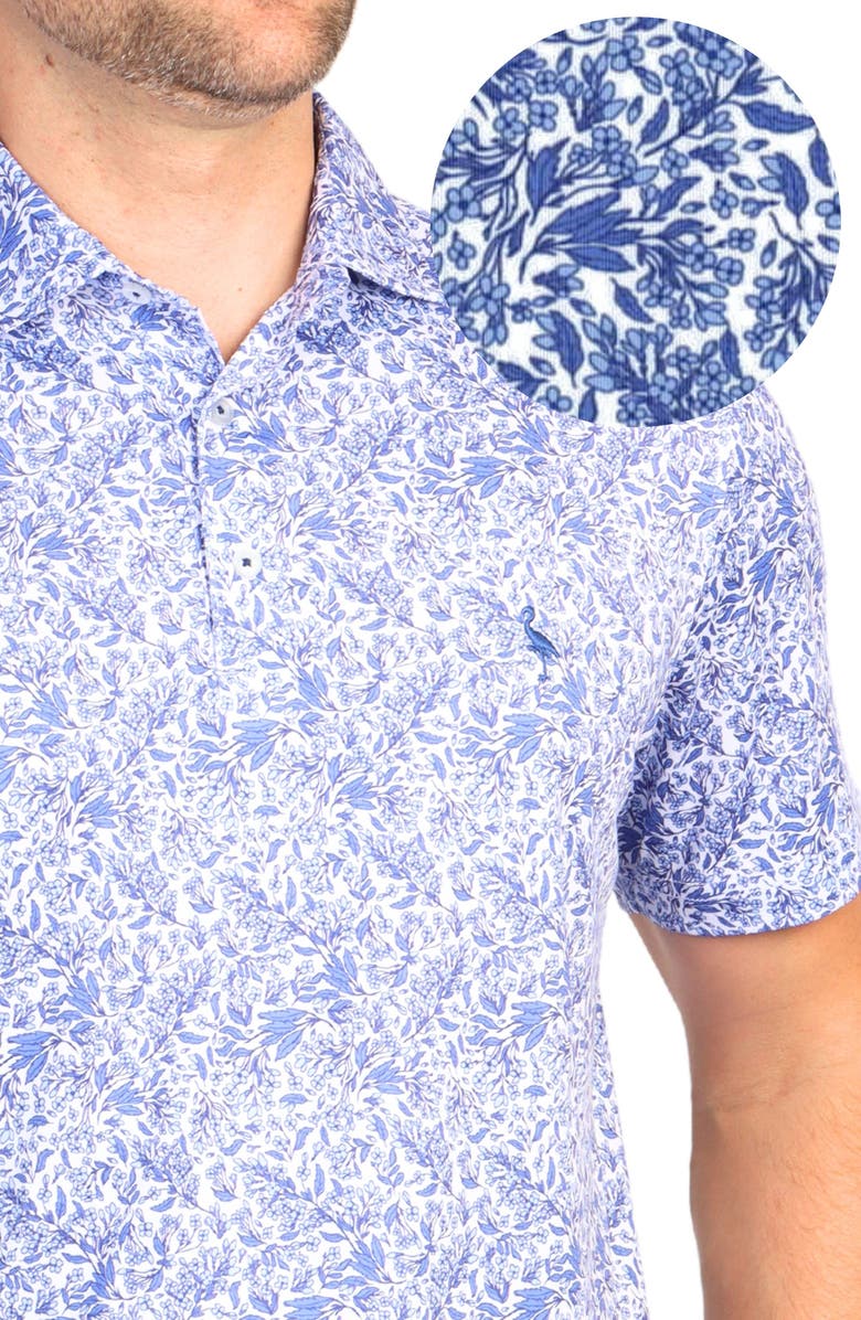 TailorByrd Floral Print Performance Polo, Alternate, color, Blue