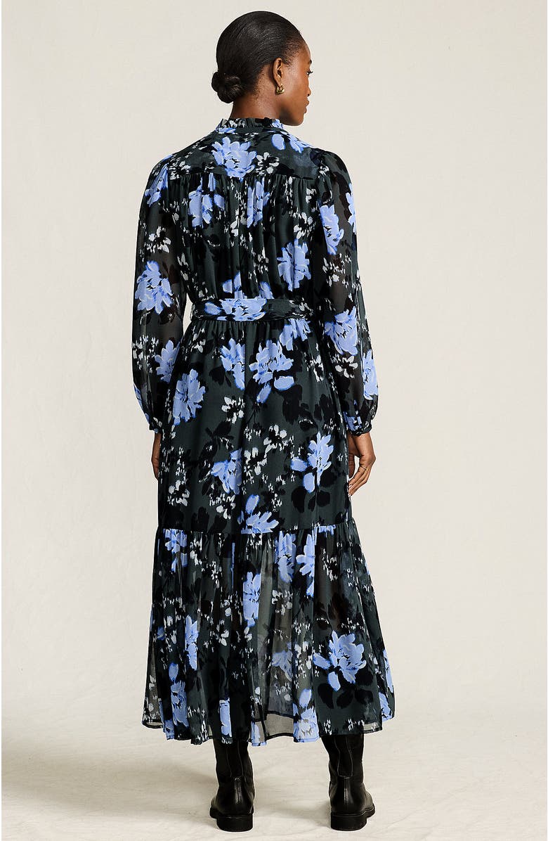 Lands' End Chiffon Tiered Long Sleeve Maxi Dress, Alternate, color, Evening Forest Painted Floral