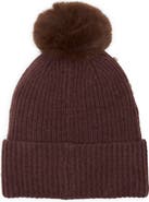 Nanette Lepore Studded Beanie with Faux Fur Pom