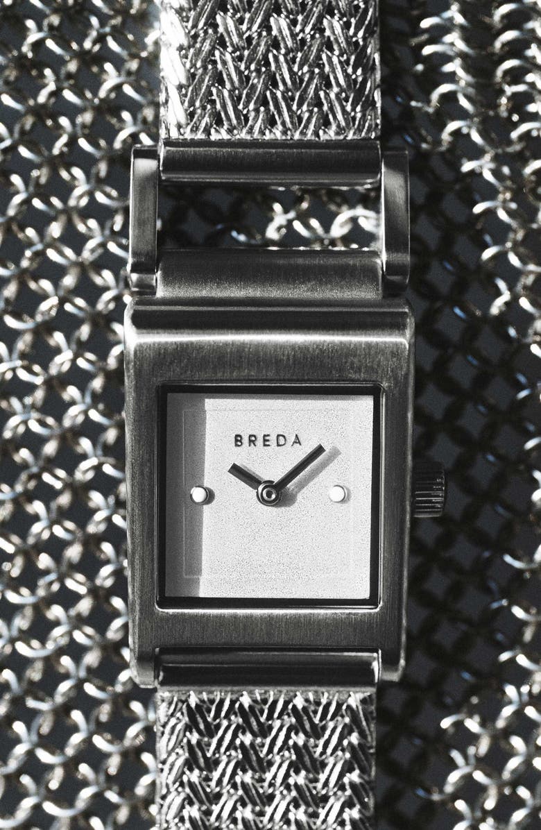 BREDA Revel Mesh Strap Watch, 18mm, Alternate, color, Silver