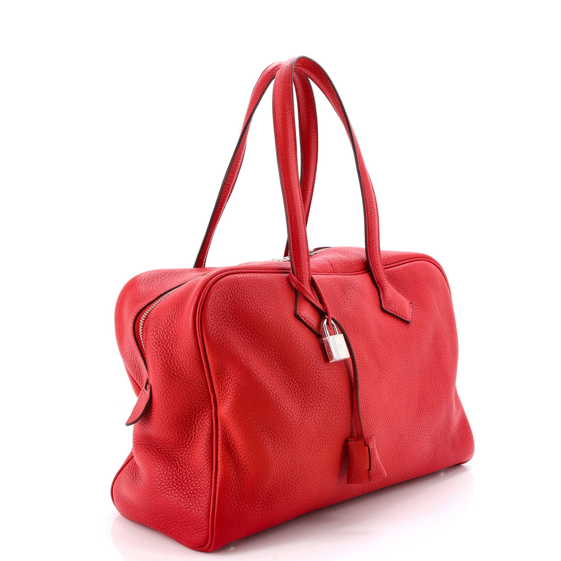 Pre-Owned Hermes Victoria II Bag Clemence 35, Alternate, color, Rouge Casaque