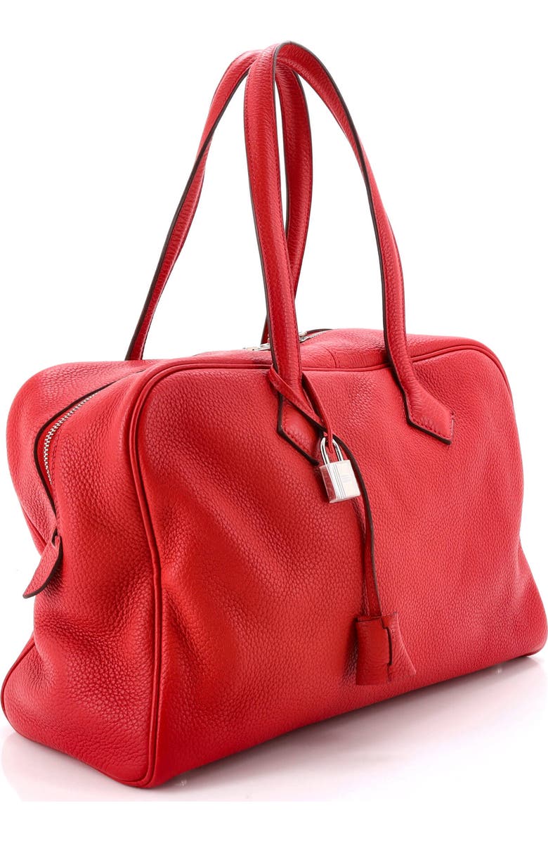 Pre-Owned Hermes Victoria II Bag Clemence 35, Alternate, color, Rouge Casaque