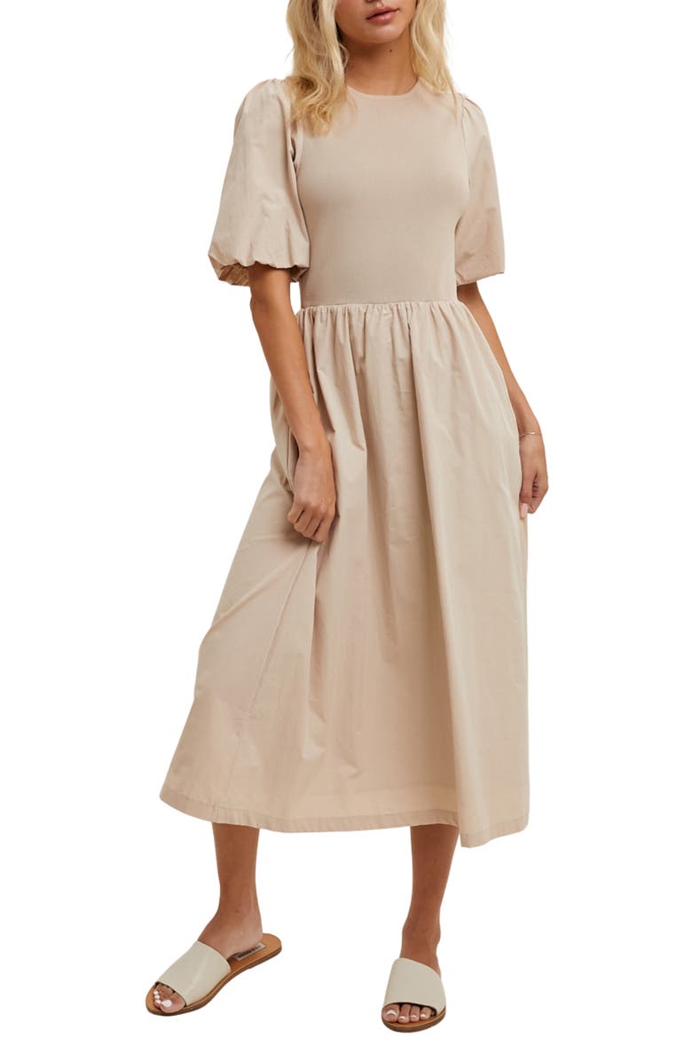 WISHLIST Twofer Midi Dress, Main, color, Natural