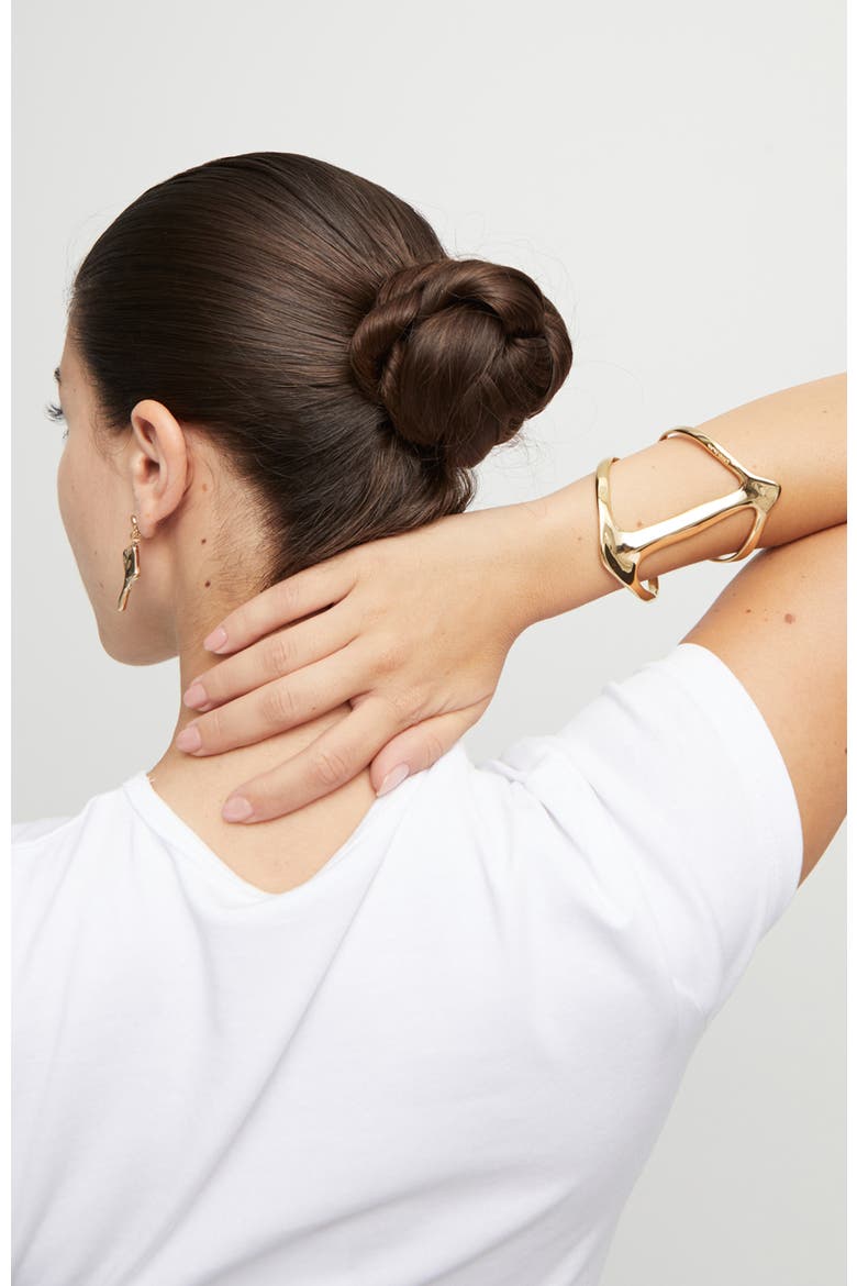 18K Gold-Plated Rigid Bracelet with Manta Ray Structure, Alternate, color, Gold