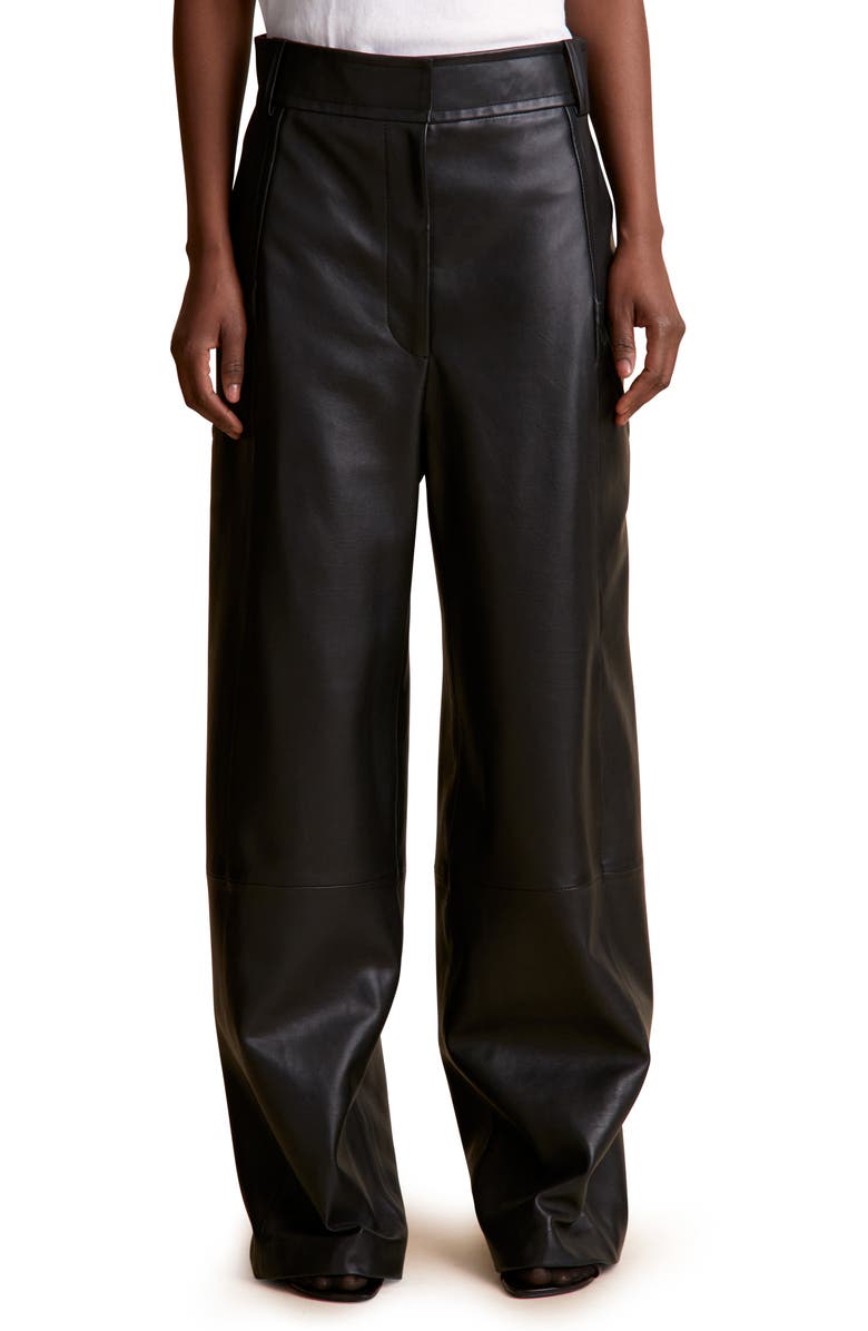 Khaite Leon Wide Leg Leather Trousers, Main, color, 