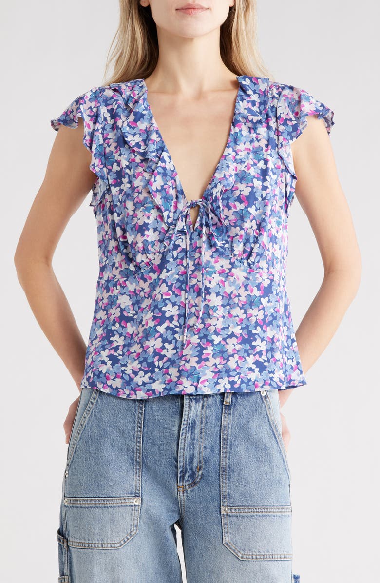 Rails Carmine Ruffle Collar Top, Main, color, Blue Blossom