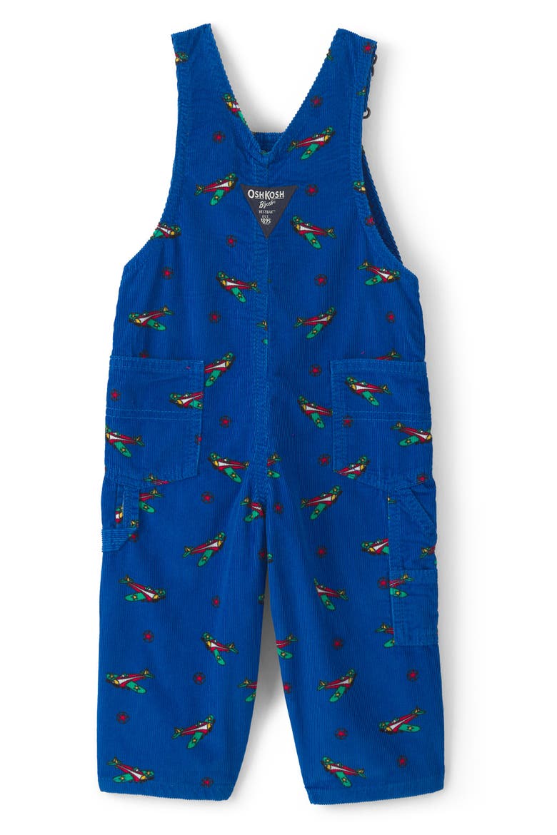 Print Corduroy Overalls, Alternate, color, BLUE PLANE OVERALL