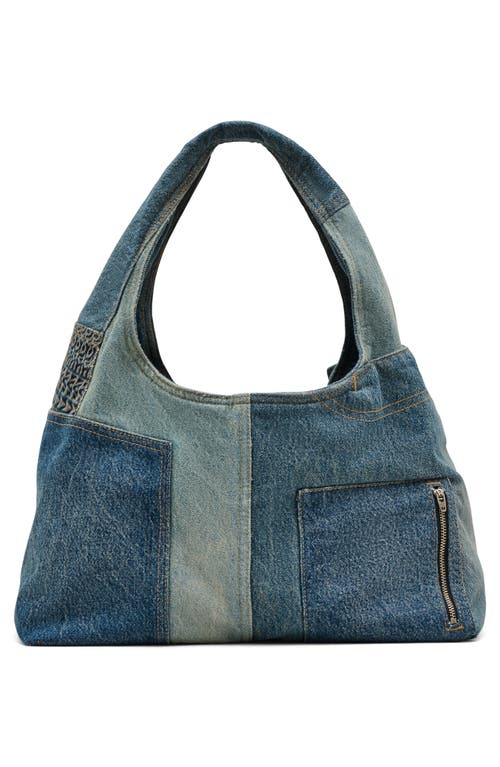 Marc Jacobs The Sack Deconstructed Denim Shoulder Bag In Indigo Multi