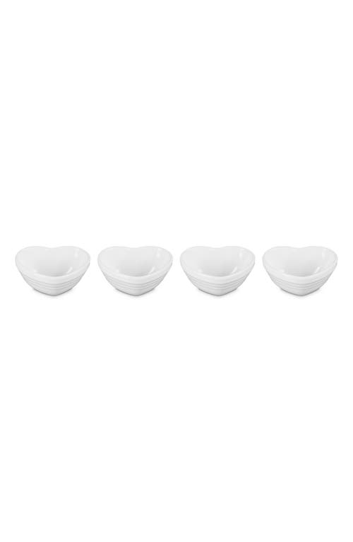 Le Creuset Set Of 4 Stoneware Mini Heart Pinch Bowls In White