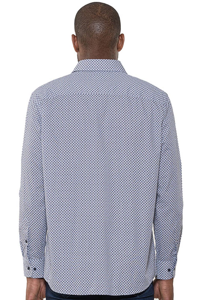 Theodor Floral Geometric Print Long Sleeve Woven Shirt, Alternate, color, Bark