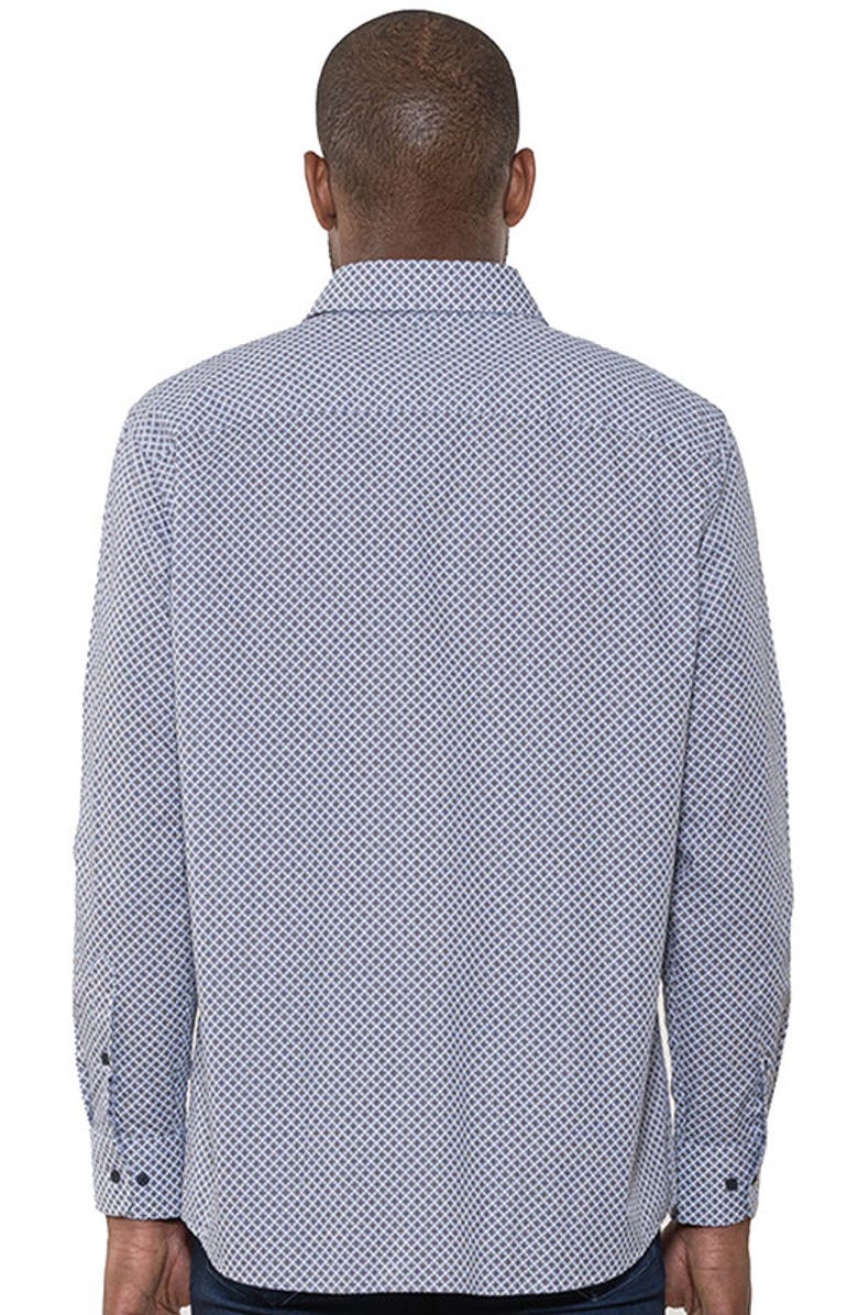 Luchiano Visconti Theodor Floral Geometric Print Long Sleeve Woven Shirt, Alternate, color, Bark