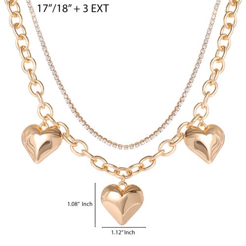 Jessica Simpson Triple Heart Statement Necklace In Gold