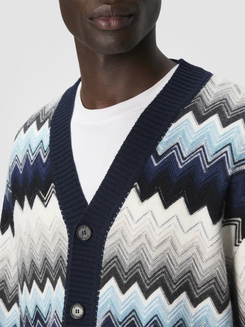 Missoni The Cardigan In Wool And Cotton With Zigzag In Multi