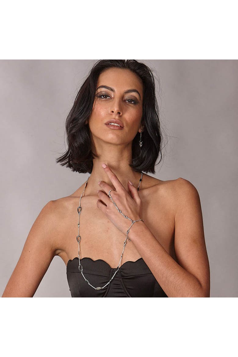 Petal Hand Chain, Alternate, color, Sterling Silver