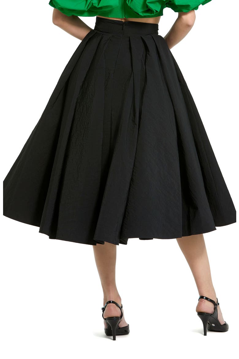 Faille High Waisted A Line Midi Skirt, Alternate, color, Black