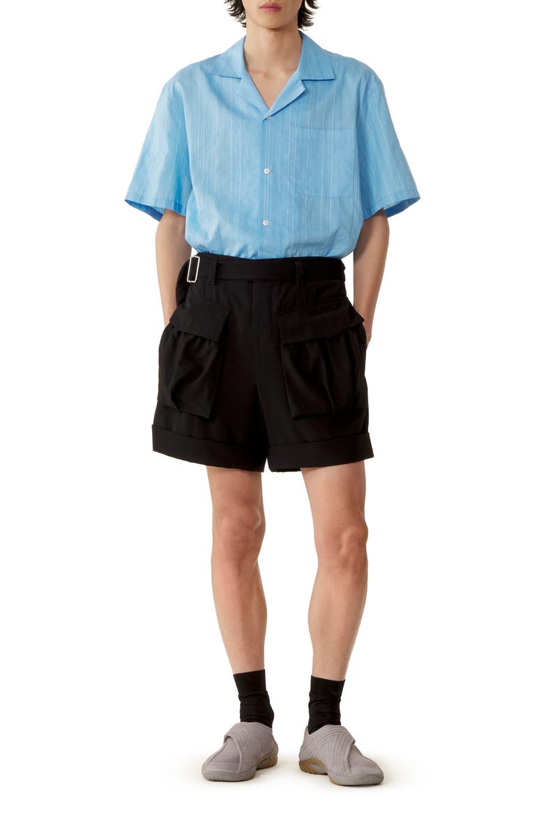 Lanvin Textured Shirt In Cotton And Silk, Main, color, Periwinkle