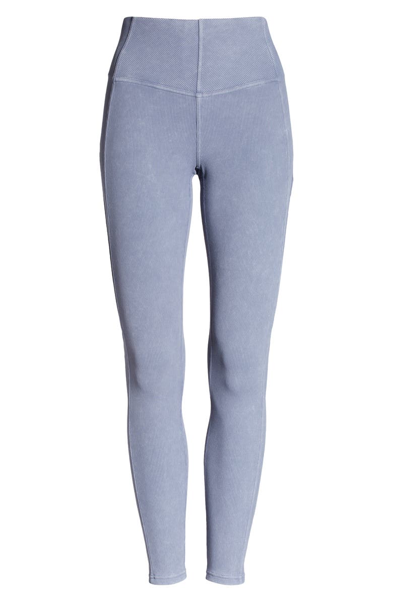 Zella Snow Wash High Waist Rib Ankle Leggings, Alternate, color,