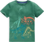 Mini Boden Kids' Dinosaur Embroidered Cotton Graphic T-Shirt