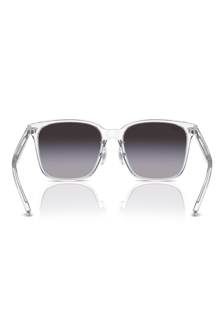 57mm Gradient Square Sunglassers, Alternate, color, CLEAR