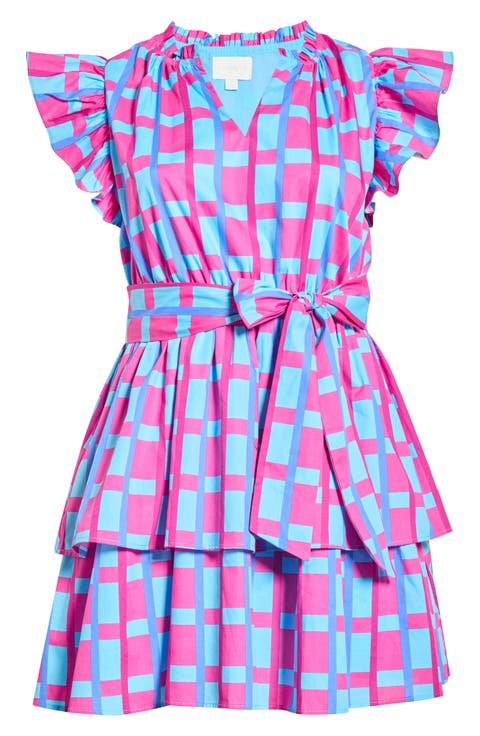 Marvy Checker Emie Ruffle Minidress (Plus)