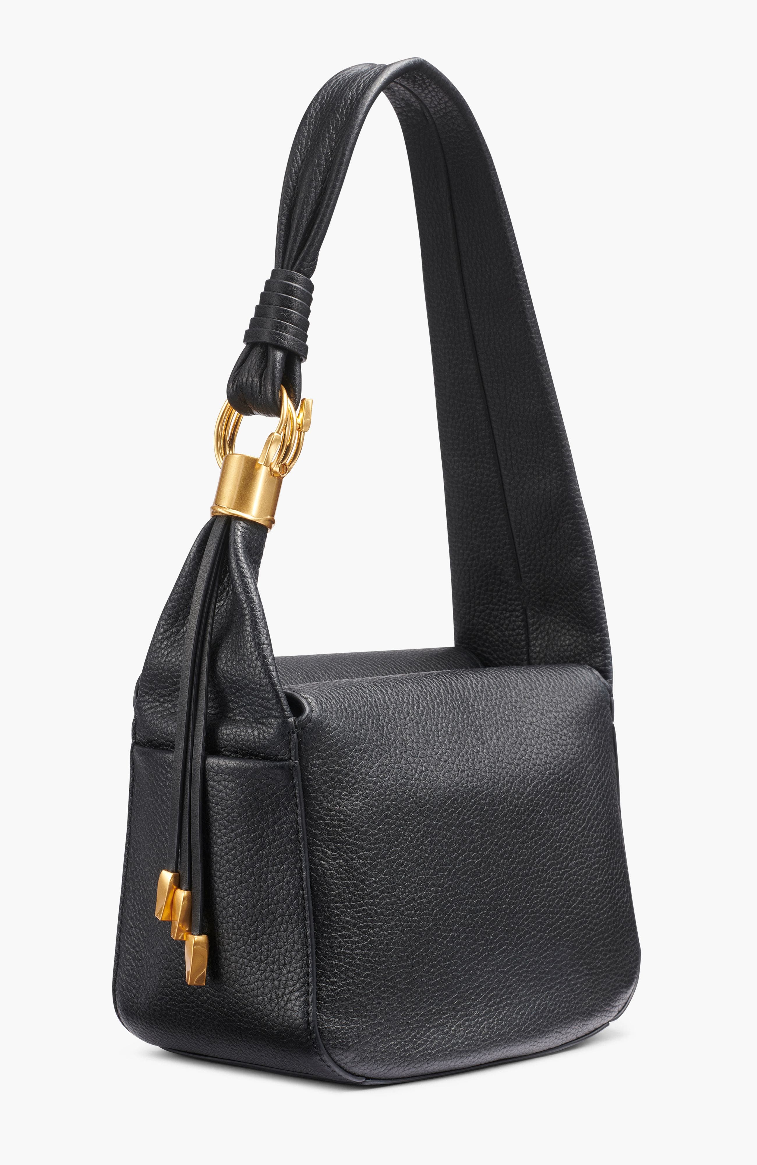 Donna Karan New York Tartan Shoulder, Alternate, color, Blk/Gold