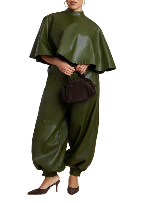 Belted Faux Leather Balloon Pant (Plus)