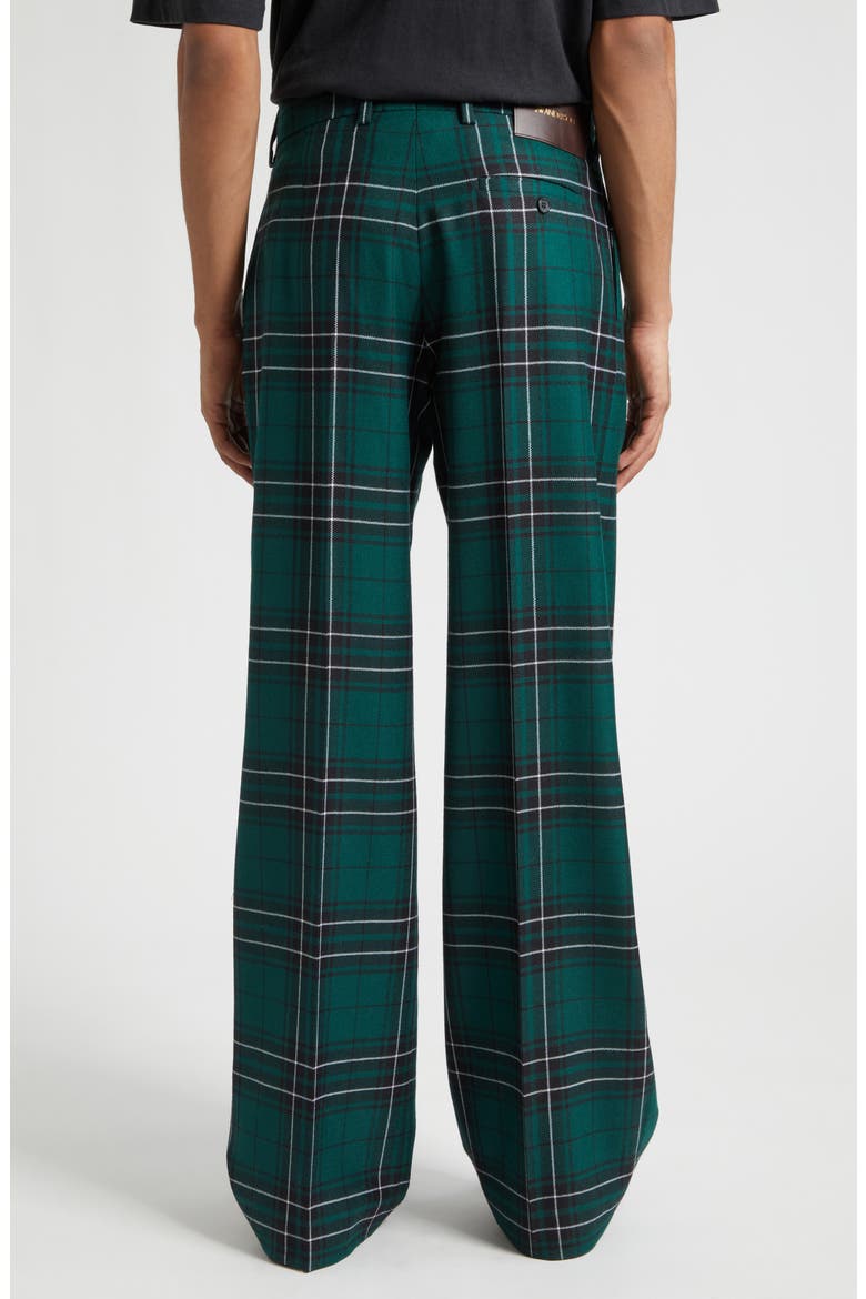 Plaid Pleated Straight Leg Wool Trousers, Alternate, color, FOREST GREEN