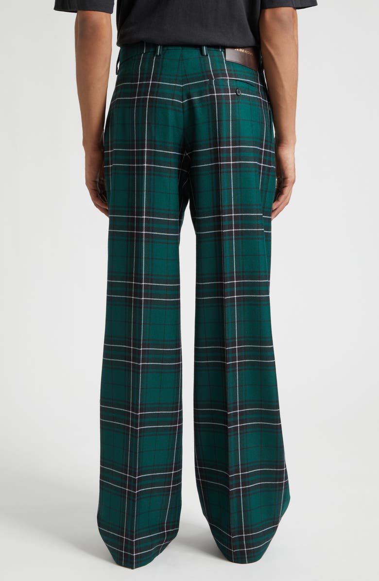JW Anderson Plaid Pleated Straight Leg Wool Trousers, Alternate, color, Forest Green
