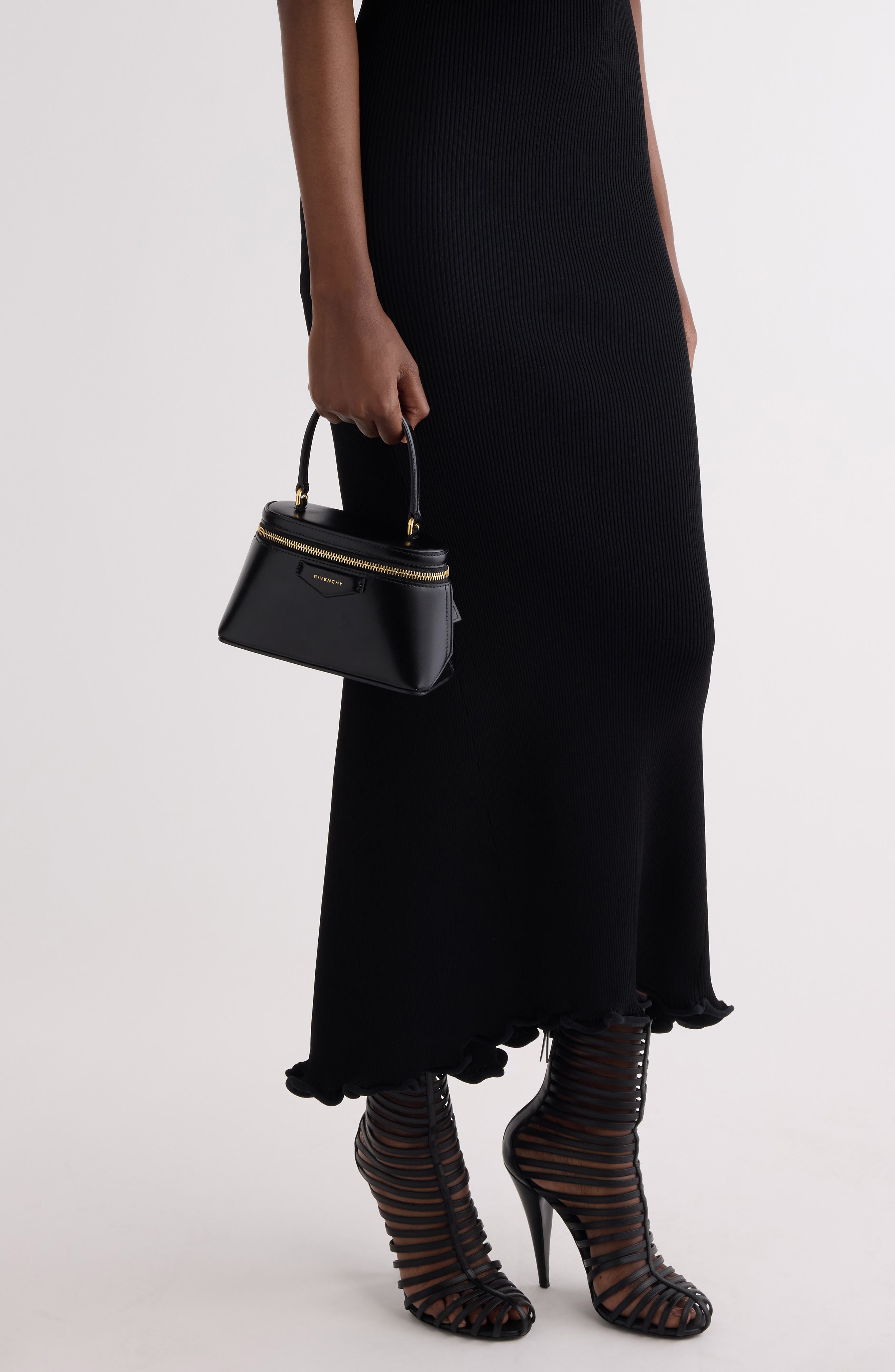 Givenchy Mini Antigona Vanity Leather Handbag, Alternate, color, 001-Black