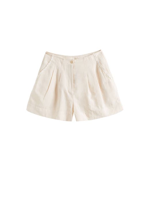 Chinti & Parker Linen Blend Wide Leg Shorts In Cream