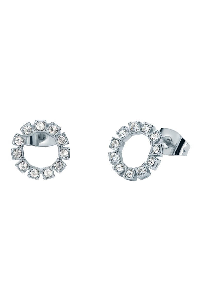 Haliana Halo Crystal Stud Earrings, Main, color, SILVER TONE/ CLEAR CRYSTAL