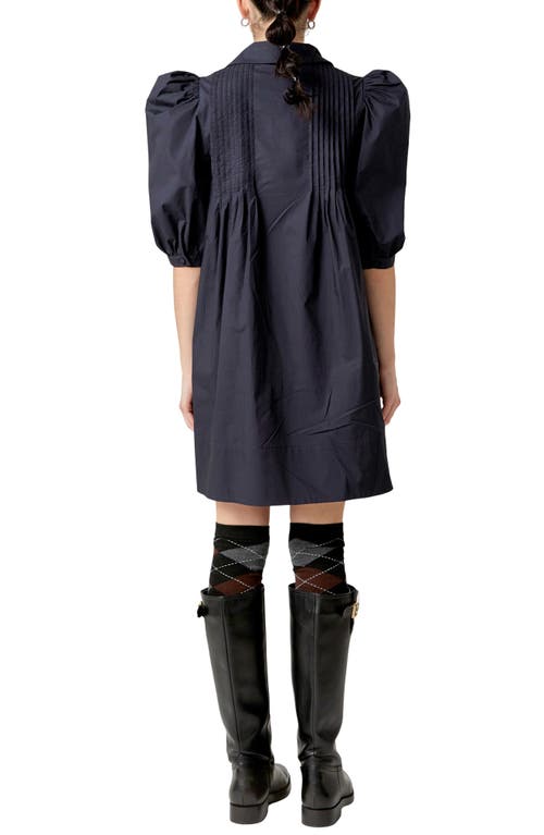 ENGLISH FACTORY ENGLISH FACTORY PINTUCK COLLAR PUFF SHOULDER MINIDRESS
