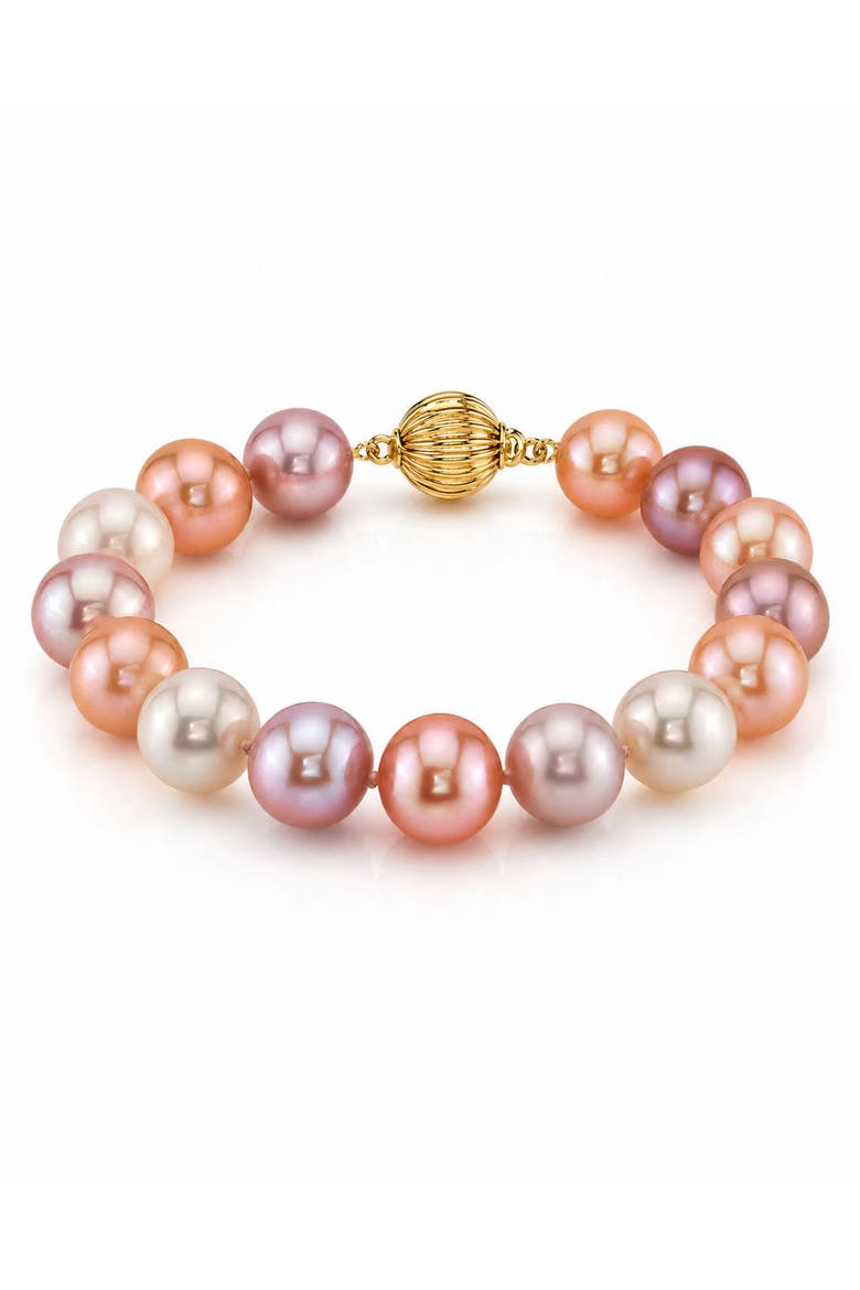 9.5-10.5mm Multicolor Freshwater Pearl Bracelet - AAA Quality, Main, color, Yellow Gold Clasp