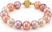The Pearl Source 9.5-10.5mm Multicolor Freshwater Pearl Bracelet - AAA Quality