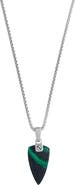 Jan Leslie Azurite Malachite One-Of-A-Kind Arrow Pendant Sterling Silver Necklace