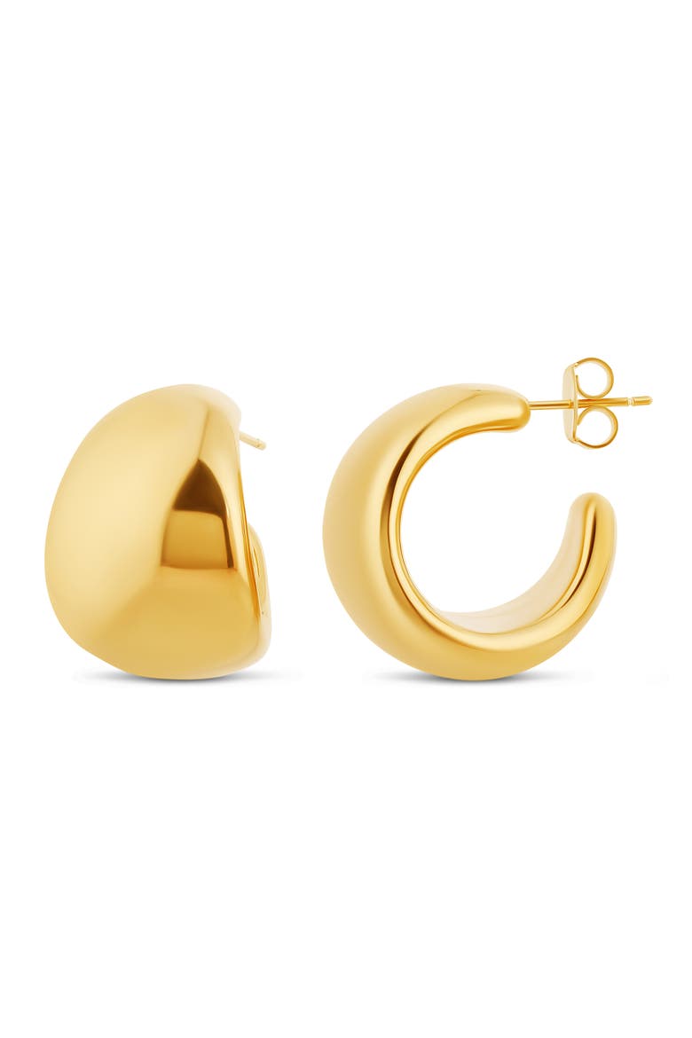 Curved Huggie Hoop Earrings, Main, color, GOLD