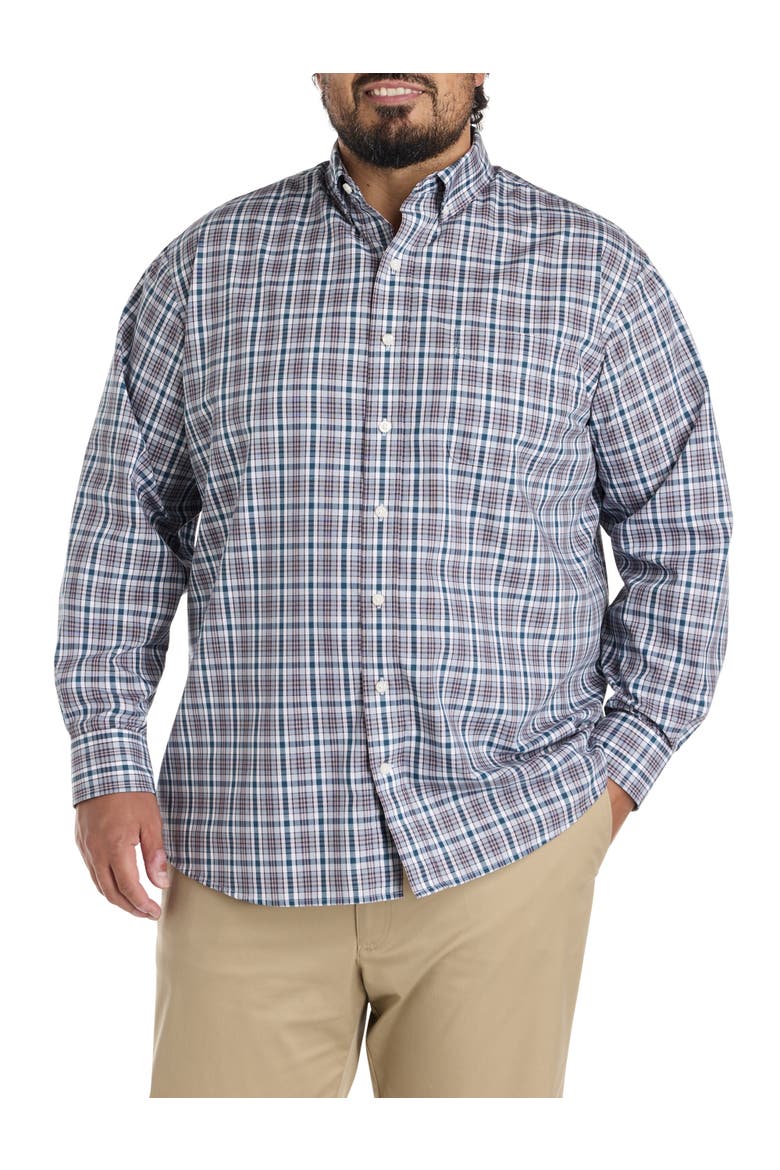 Big & Tall Plaid Sport Shirt, Alternate, color, BLUE