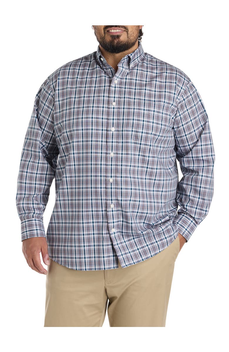 Oak Hill by DXL Big & Tall Plaid Sport Shirt, Alternate, color, Blue