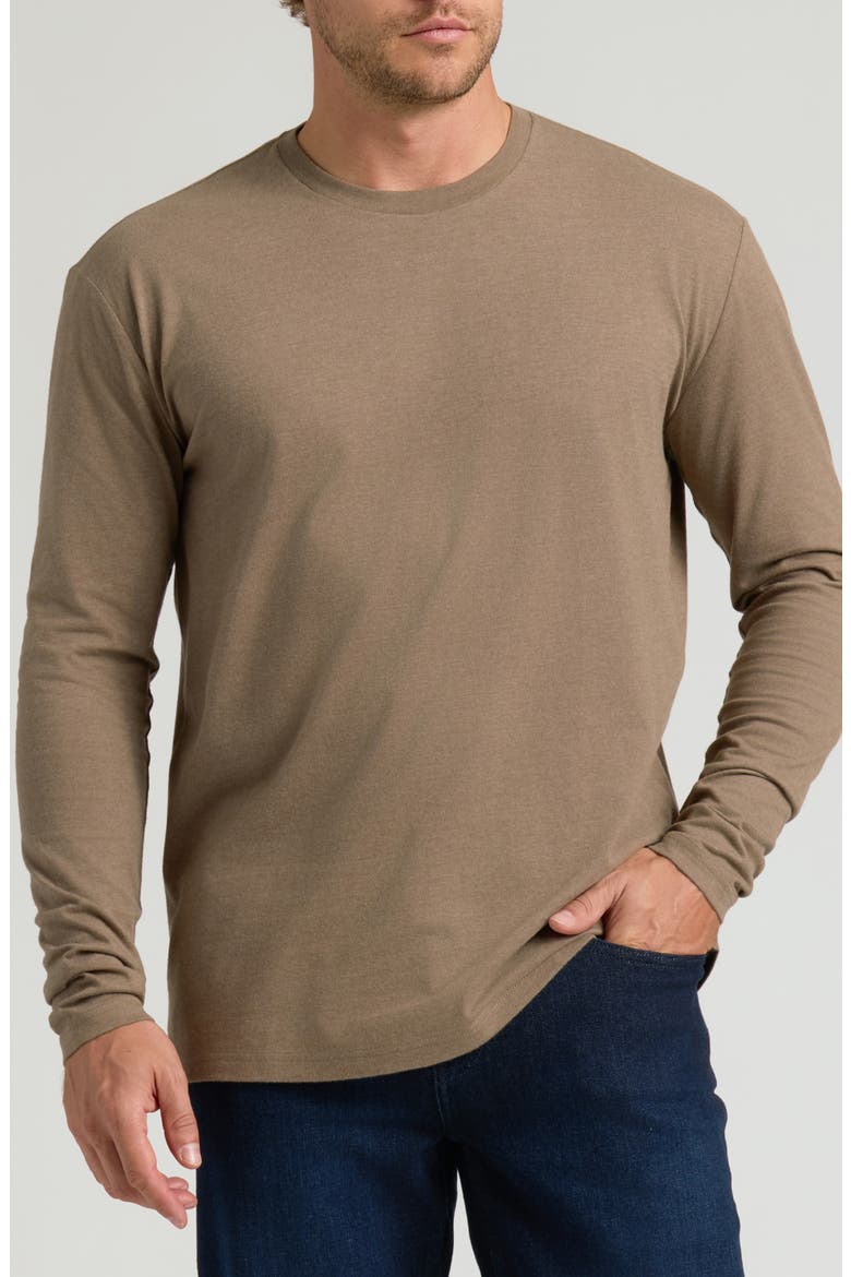 Classic Long Sleeve Crewneck T-Shirt, Main, color, DARK HEATHER SAGEWOOD