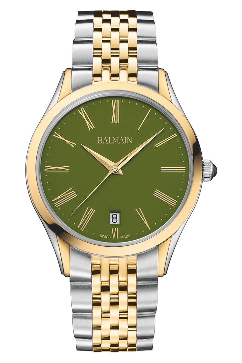 Classic R Bracelet Watch, 41mm, Main, color, TWO TONE/ GREEN