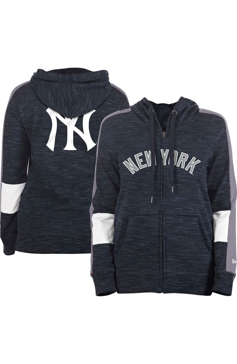 New Era Women's New Era Navy New York Yankees Colorblock Full-Zip Hoodie, Main, color, 