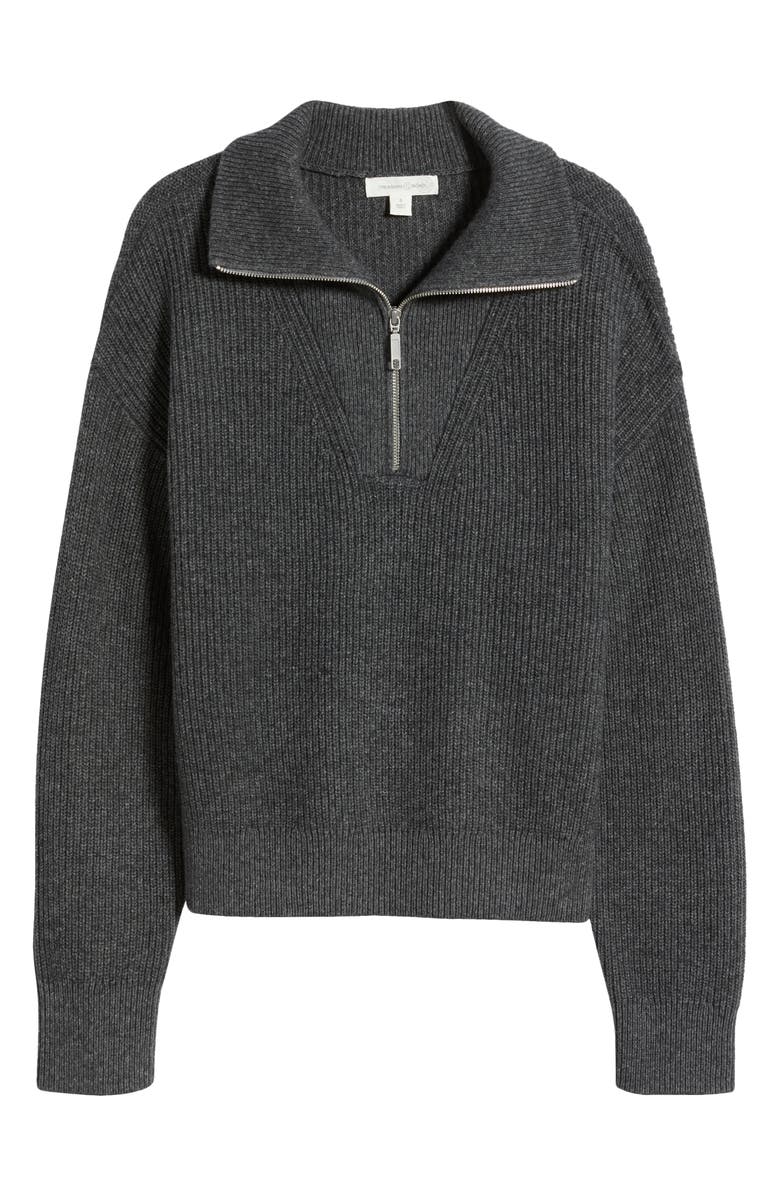 Treasure & Bond Quarter Zip Merino Wool & Cotton Sweater, Alternate, color,