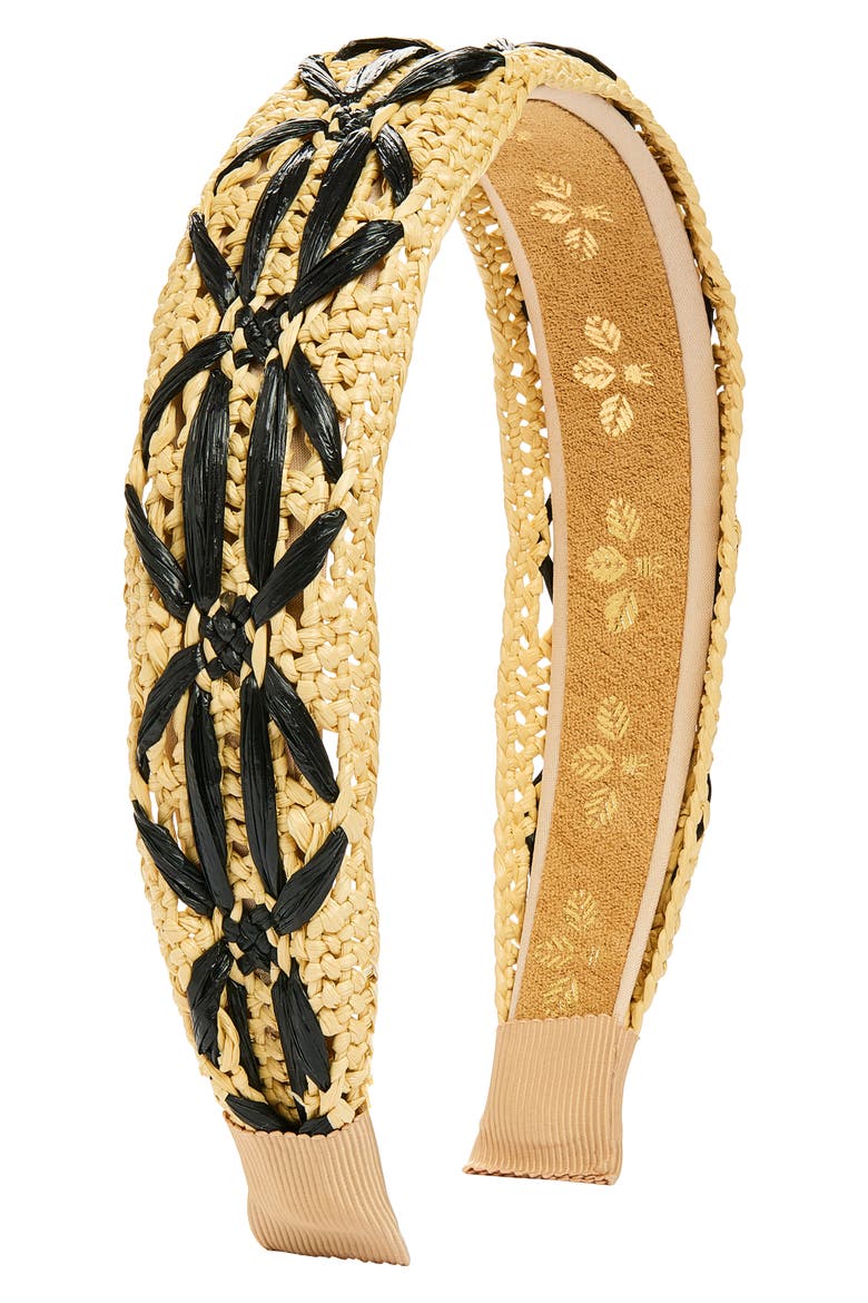 Vesper Straw Headband, Main, color, TAN/ BLACK