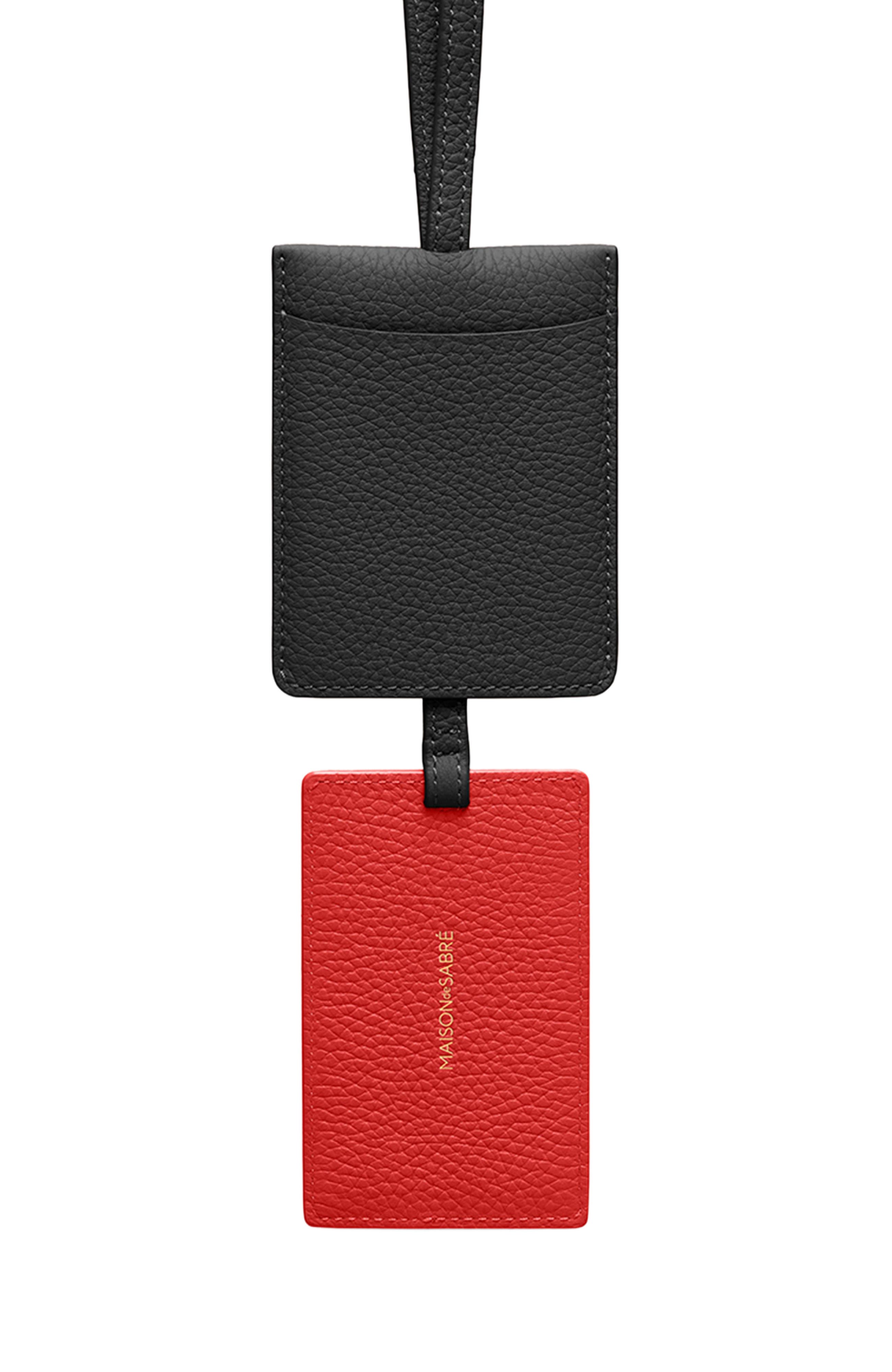 MAISON de SABRÉ Leather ID Lanyard, Alternate, color, Rouge Noir