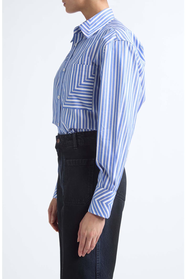 Pocket Detail Striped Cotton Shirt, Alternate, color, BLUE/ WHITE