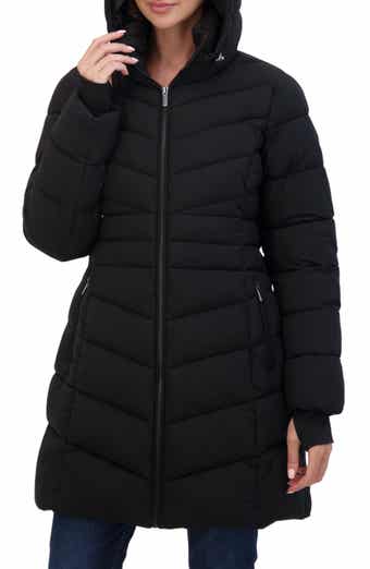 Sebby Water Resistant Hooded Long Puffer Jacket