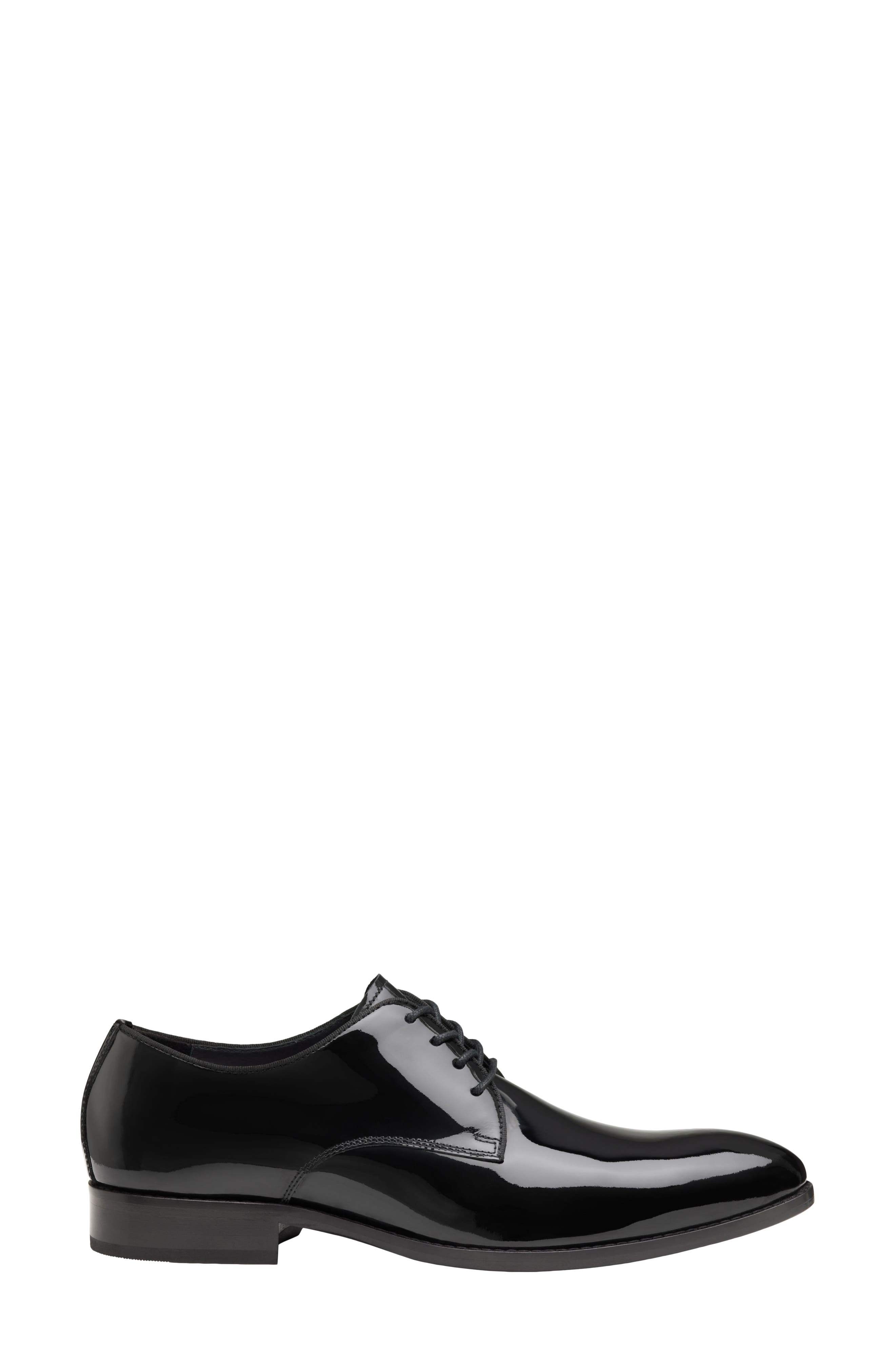 Johnston & Murphy Gavney Plain Toe Derby, Alternate, color, Black Patent