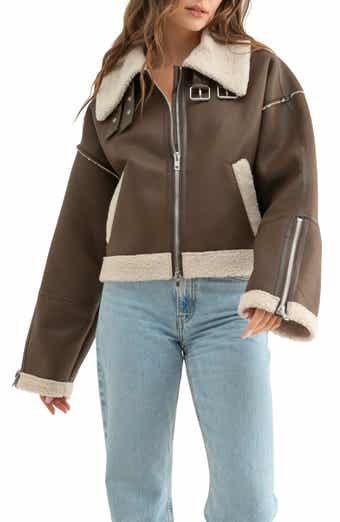 BDG Urban Outfitters Faux Leather Longline Aviator Jacket BDG Urban Outfitters Faux Leather Longline Aviator Jacket