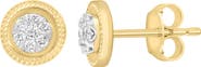 EFFY 14K Gold Plated Sterling Silver Pavé Diamond Button Stud Earrings