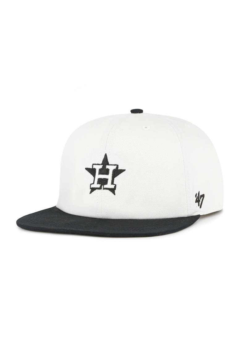 Men's '47 White/Black Houston Astros Foundation Captain Snapback Hat, Main, color, White